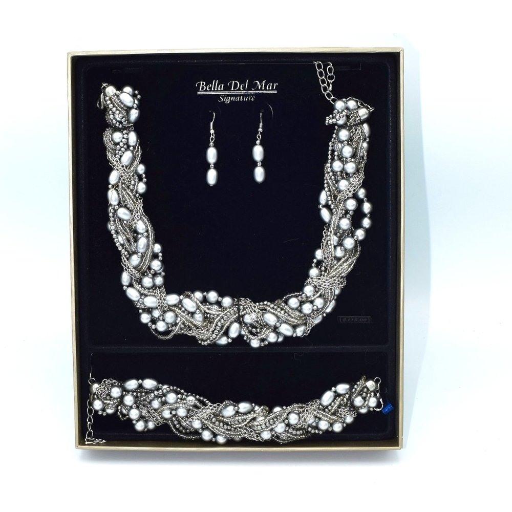 NWOT Bella Del Mar Expressions Collection Parure Mix Media Pearl Bead Chain Set